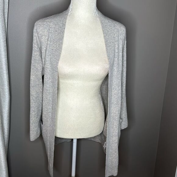 Theory Cashmere grey Rib Knit Sleeve Cardigan size XS TP - Picture 8 of 14